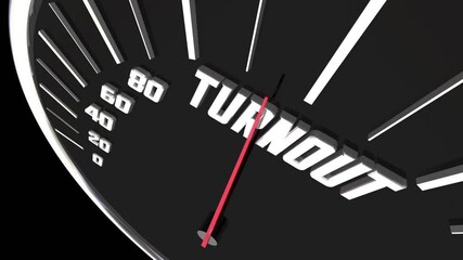 Turnout Rise Increase Attendance Participation Speedometer 3d Animation