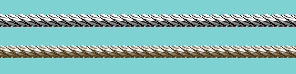 Seamless ropes. Vector realistic isolated rope