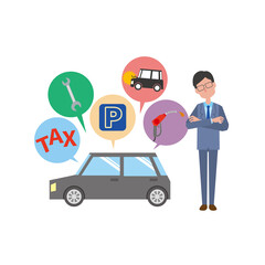 車の維持費を考える男性