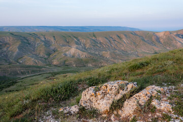 View of the mountains in Crimea at sunset