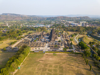 Prambanan Hindu temple Drone view 