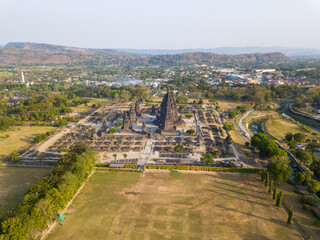 Obraz premium Prambanan Hindu temple Drone view 