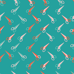 seamless pattern scissor icon flat style, full color.