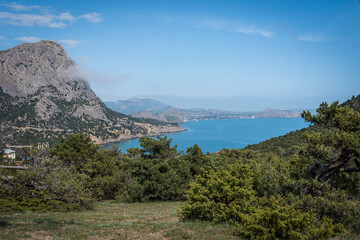 Fototapeta na wymiar View of the Black Sea bay near the city of Sudak in Crimea