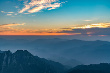 Landscape of Mount Huangshan (Yellow Mountains). UNESCO World Heritage Site. Located in Huangshan, Anhui, China.