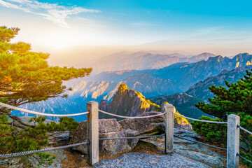 Landscape of Mount Huangshan (Yellow Mountains). UNESCO World Heritage Site. Located in Huangshan, Anhui, China.