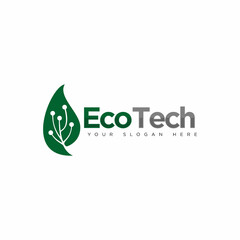 Logo for Eco Technology Company with Leaf Vector and negative spaces