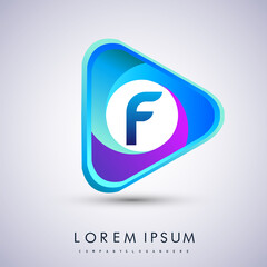 F letter colorful logo in the triangle shape, Vector design template elements for your Business or company identity.