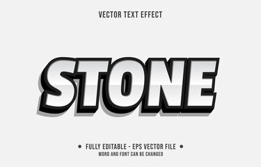 Editable text effect - stone white and black color style	
