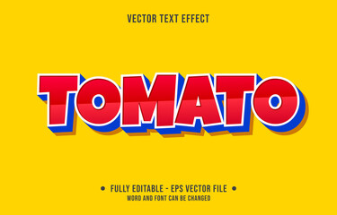 Editable text effect - tomato red and blue color style	
