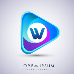 W letter colorful logo in the triangle shape, Vector design template elements for your Business or company identity.