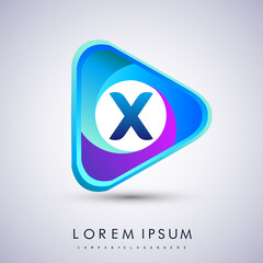 X letter colorful logo in the triangle shape, Vector design template elements for your Business or company identity.