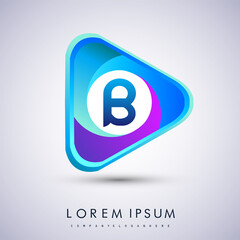 B letter colorful logo in the triangle shape, Vector design template elements for your Business or company identity.