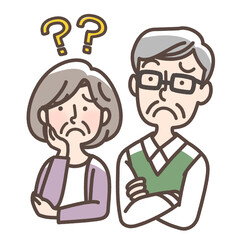 Obraz premium 悩んでいるおじいさんおばあさん