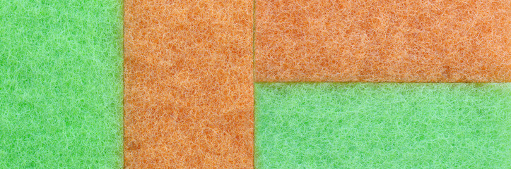 Fototapeta premium Panorama Orange mix Green Plastic fibers Texture background.