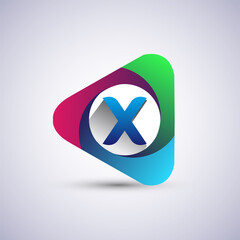 X letter colorful logo in the triangle shape, Vector design template elements for your Business or company identity.