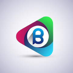 B letter colorful logo in the triangle shape, Vector design template elements for your Business or company identity.