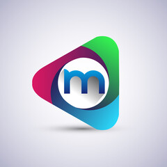 Fototapeta premium M letter colorful logo in the triangle shape, Vector design template elements for your Business or company identity.
