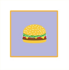 The hamburger icon is a symbol of the fast food sign. Modern flat design style.