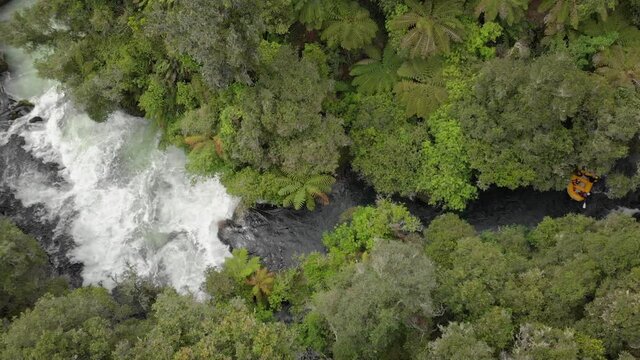 Aerial view of White Water Rafting On The Kaituna River