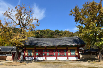 Pilamseowon Confucian Academy in Jangseong, Jeollanam-do province, South Korea. Filming on October 31, 2020