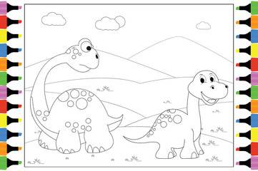 coloring cute dinosaur for kids