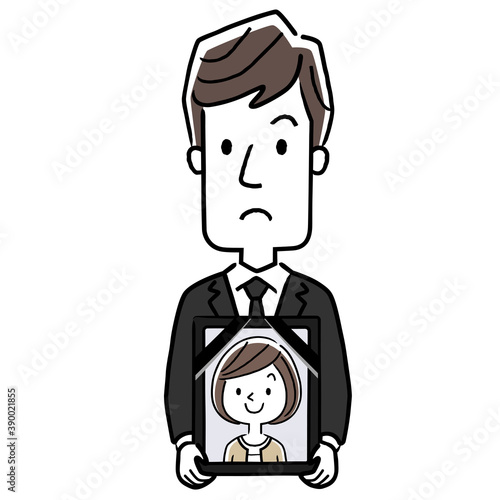ベクターイラスト素材 喪服を着た男性 妻の遺影を持つ Ancestry Canvas Print Ancest ケイーゴ K
