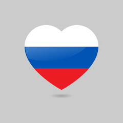 Vector Glossy Russian Flag Heart