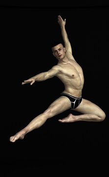 Leaping male ballet dancer