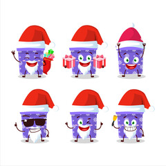 Santa Claus emoticons with purple christmas gift cartoon character
