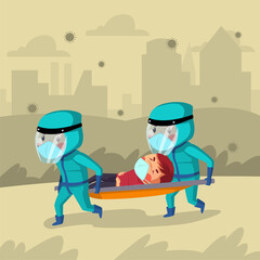 medical officers evacuate covid19 patients