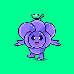 cute grape illustration, cartoon grape concept, premium illustration, fruit cartoon illustration style.