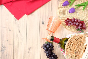 bread and bakery isolated on wood background