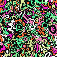 Creative art doodles hand drawn Design illustration. Line art detailed, with lots of objects background. Funny vector artwork. Colorfull
