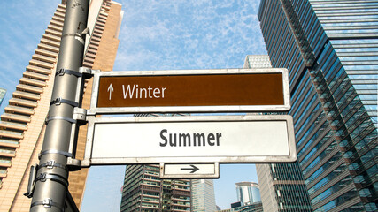 Street Sign to Summer versus Winter