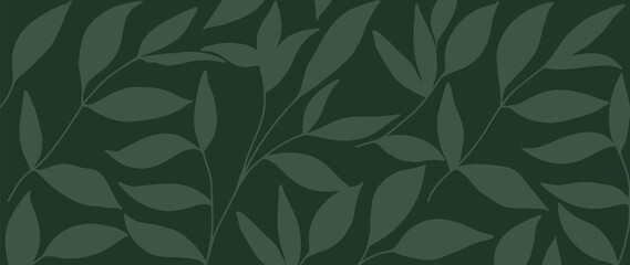 Tropical leaf Wallpaper, Luxury nature leaves pattern design, Green palm leaf line arts, Hand drawn outline design for fabric , print, cover, banner and invitation, Vector illustration.