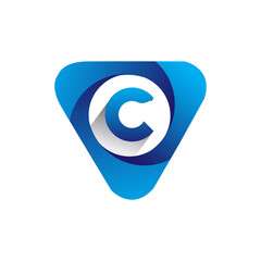 Logo C letter blue colored in the triangle shape, Vector design template elements for your Business or company identity.