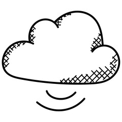 
Cloud with incoming data arrow representing cloud data management
