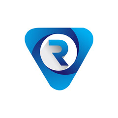 Obraz premium Logo R letter blue colored in the triangle shape, Vector design template elements for your Business or company identity.