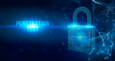 Business, technology, internet and networking concept.PENETRATION TEST word on virtual screen.3D illustration.