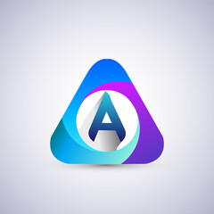 A letter colorful logo in the triangle shape, Vector design template elements for your Business or company identity.