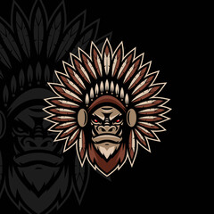Monster Indian mascot design logo