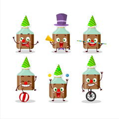 Cartoon character of chocolate baby milk bottle with various circus shows