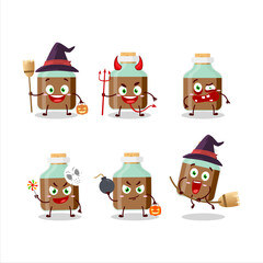 Halloween expression emoticons with cartoon character of chocolate baby milk bottle