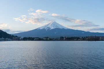 Kawagushiko lake with Fujisan mountain in Japan