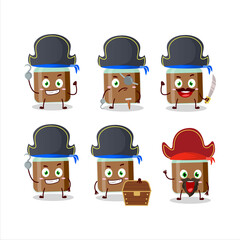 Cartoon character of chocolate baby milk bottle with various pirates emoticons