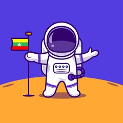astronauts land on the moon carrying a Myanmar flag product, etc.