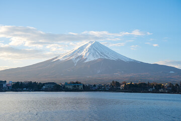 Fototapeta na wymiar Kawagushiko lake with Fujisan mountain in Japan