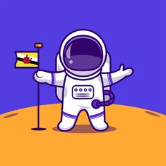 astronauts land on the moon carrying the flag of burnei darussalam, products, etc.