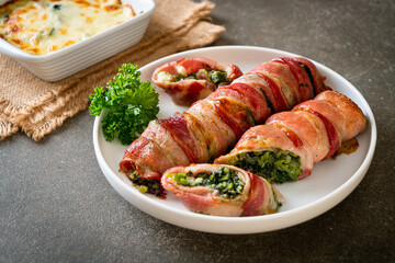 baked bacon stuffed spinach and cheese